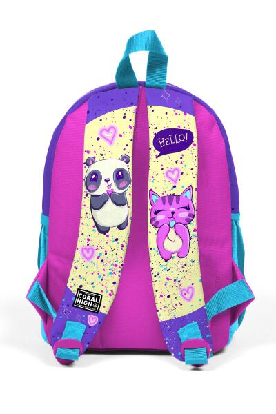 Minik Yuva Sırt Çantası Mor Pembe Anime Kız Desenli İki Bölmeli 23535 - 3