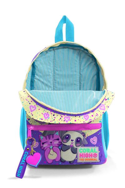 Minik Yuva Sırt Çantası Mor Pembe Anime Kız Desenli İki Bölmeli 23535 - 4