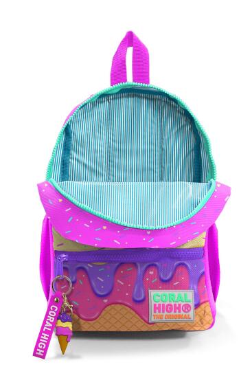 Minik Yuva Sırt Çantası Pembe Rengarenk Dondurma Desenli İki Bölmeli 23531 - 4