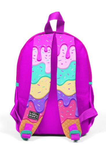Minik Yuva Sırt Çantası Pembe Rengarenk Dondurma Desenli İki Bölmeli 23531 - 3