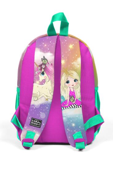 Minik Yuva Sırt Çantası Pembe Su Yeşili Unicornlu Kız Desenli İki Bölmeli 23533 - 3