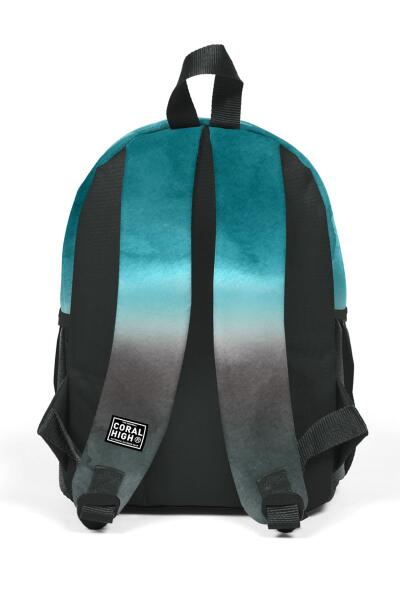 Minik Yuva Sırt Çantası Turkuaz Gri Batik İki Bölmeli 23568 - 4