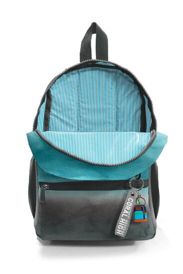 Minik Yuva Sırt Çantası Turkuaz Gri Batik İki Bölmeli 23568 - 5