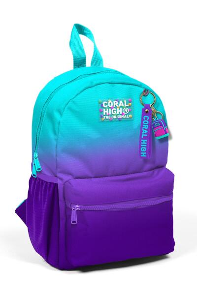 Minik Yuva Sırt Çantası Turkuaz Mor Renk Geçişli İki Bölmeli 23563 - 1